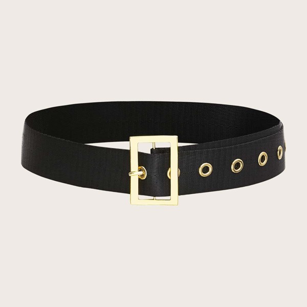

Metal Buckle Canvas Belt, Black