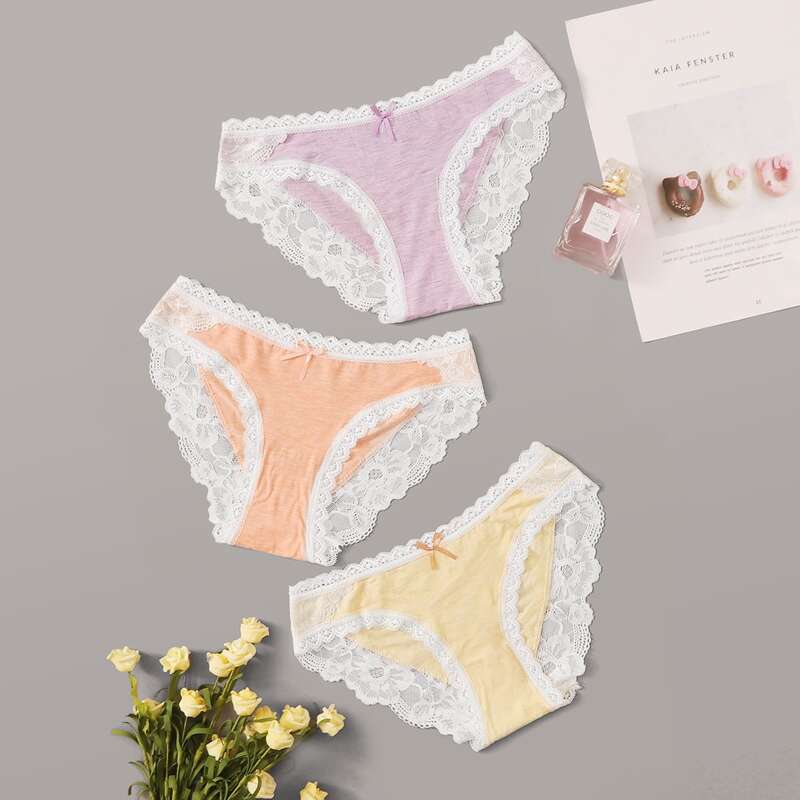 

3pack Lace Trim Panty Set, Multicolor