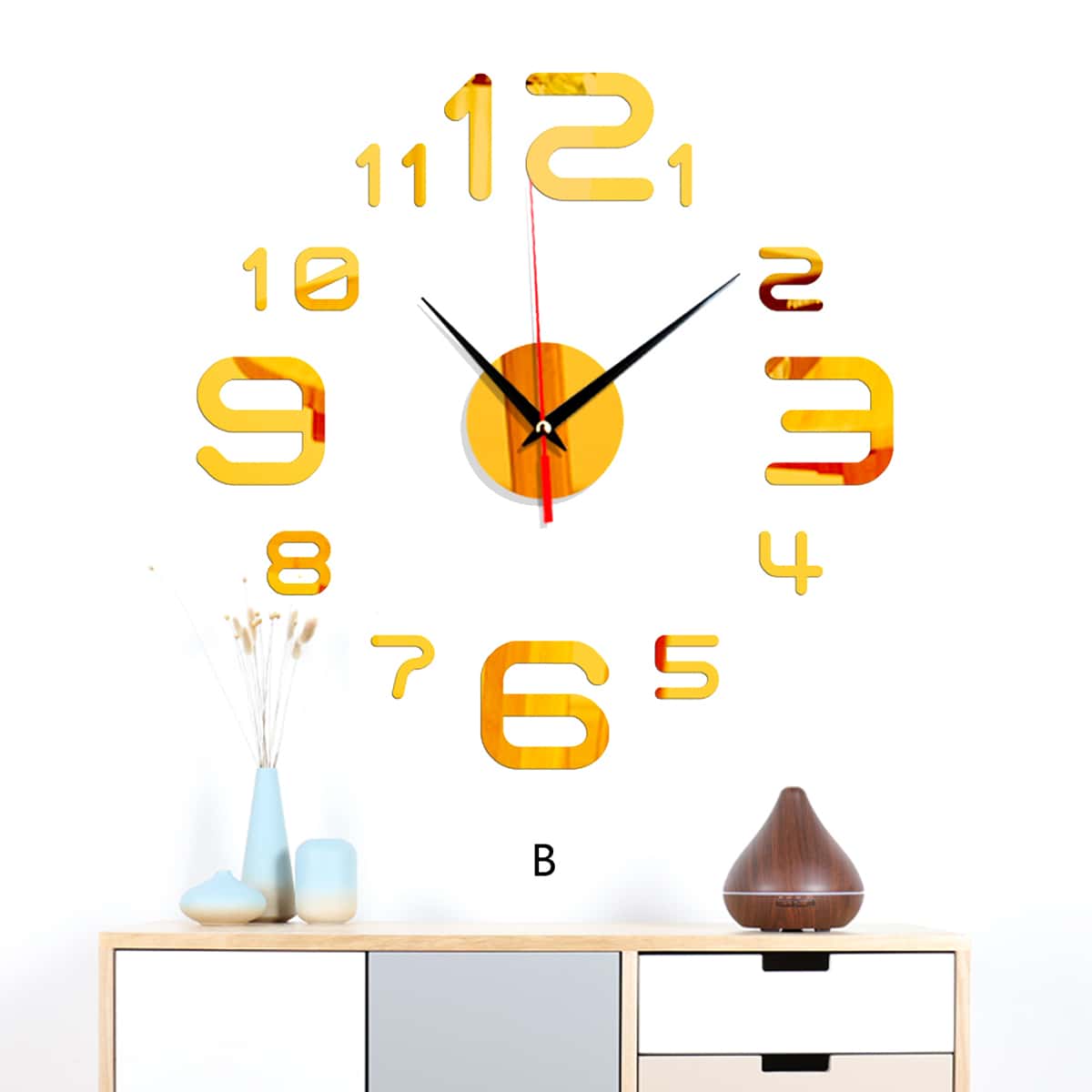 

1pc Mirror Surface Wall Clock, Multicolor