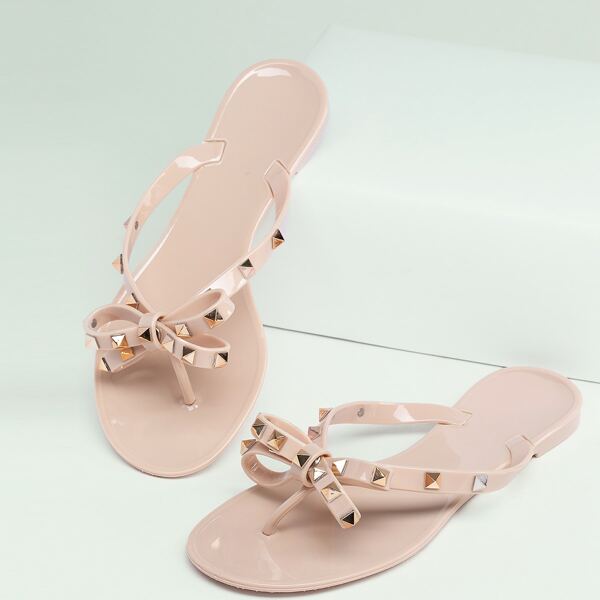 

Studded Twist Jelly Y-Strap Sandals, Pink