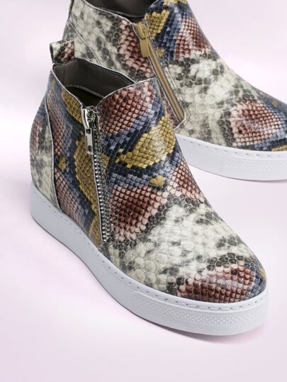 wedge snakeskin sneakers