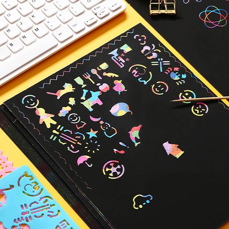 

10sheets Colorful Scraping Paper, Black