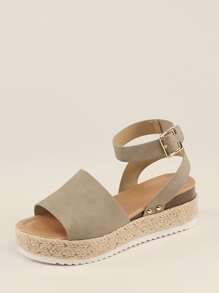 SHUZIA Giày đế xuồng màu trơn Màu Khaki Boho - Màu Khaki - Xem 3