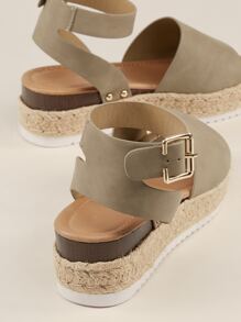 SHUZIA Giày đế xuồng màu trơn Màu Khaki Boho - Màu Khaki - Xem 4