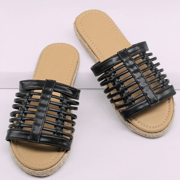 

Open Toe Strappy Slide Mule Sandals, Black