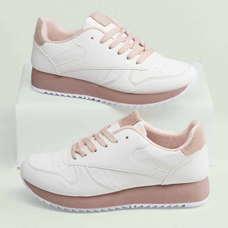 

Lace Front Mini Wedge Trainer Sneakers, White