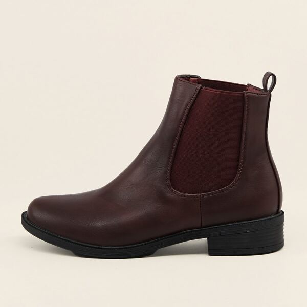 

Almond Toe Side Goring Flat Chelsea Ankle Boots, Burgundy