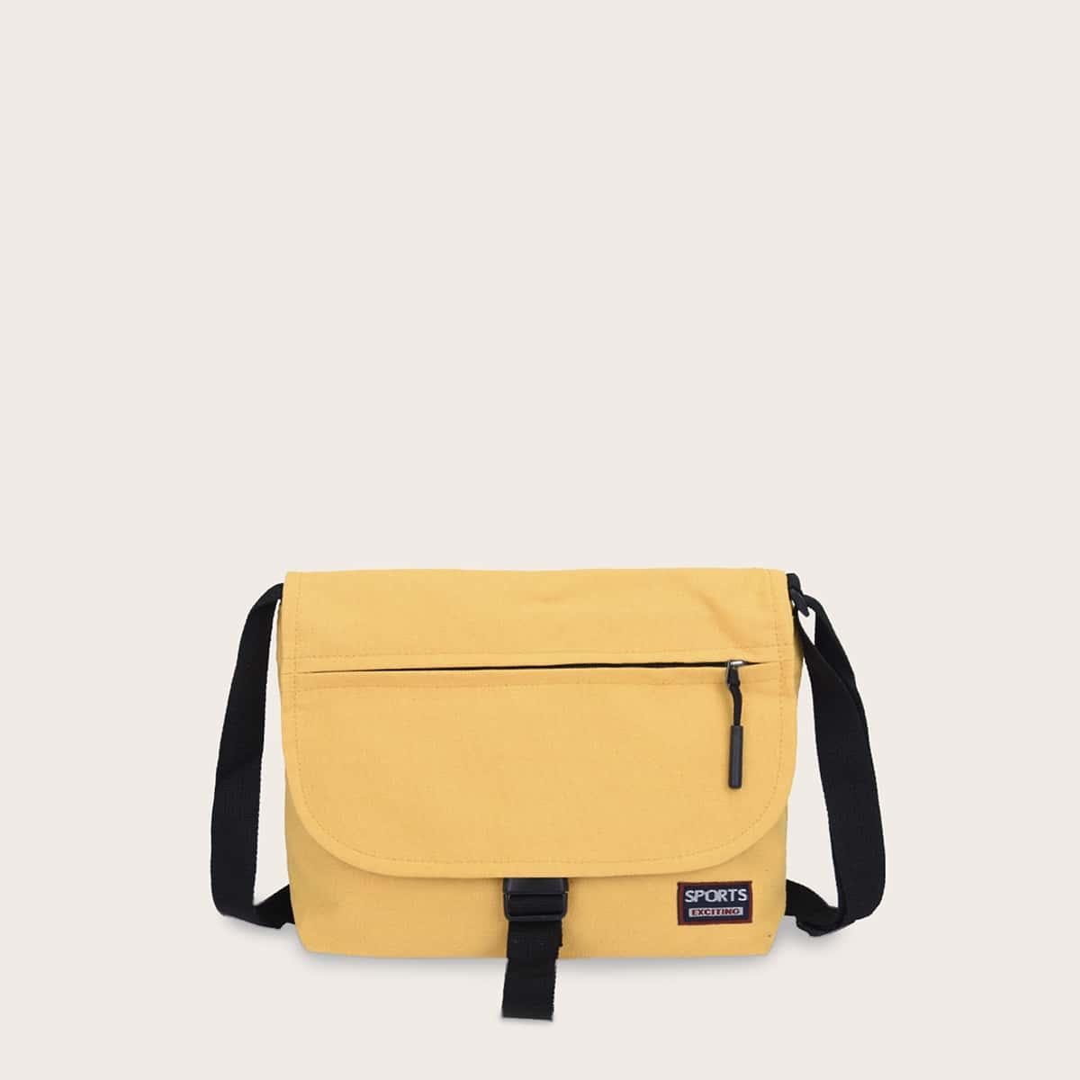 

Letter Graphic Flap Crossbody Bag, Yellow