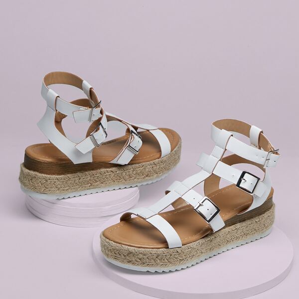 

Multi Strap Gladiator Flatform Sandals, White