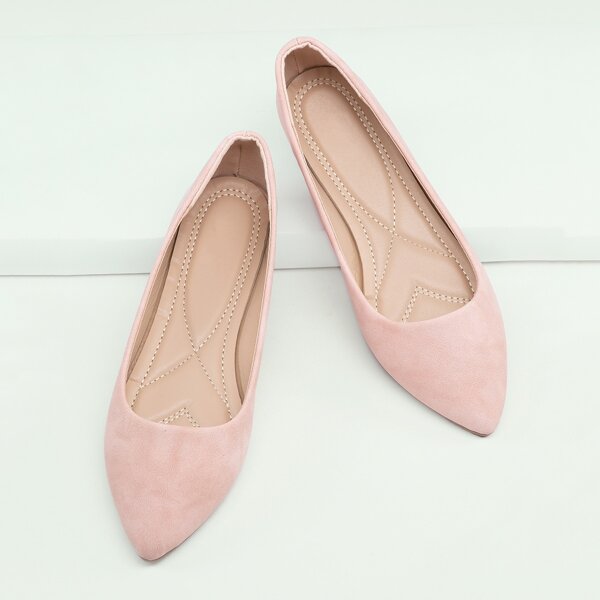 

Pointed Toe Slip On Ballet Flats, Pink