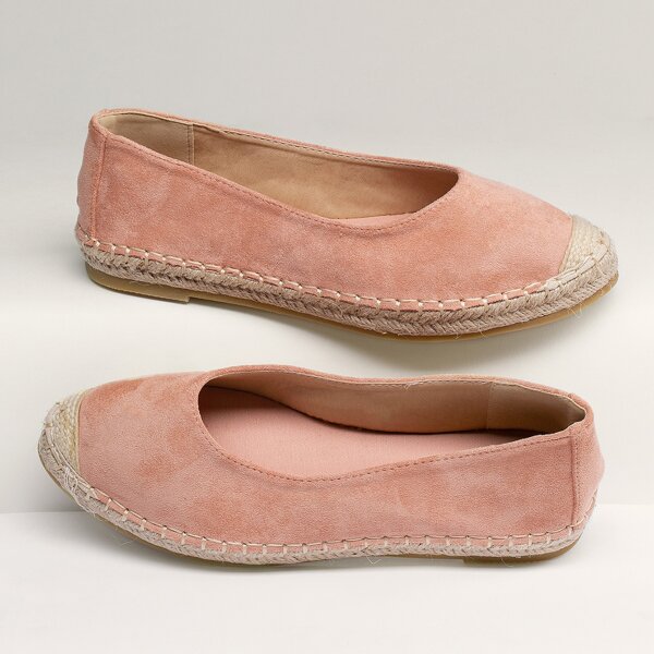 

Jute Trim Slip On Espadrille Flats, Pink