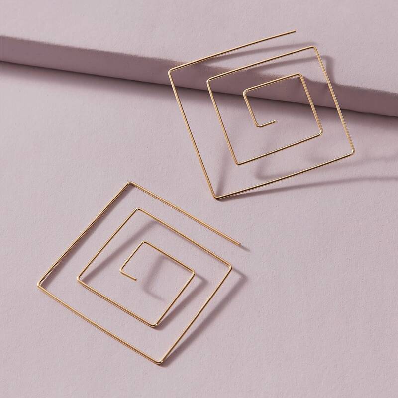 

1pair Simple Spiral Earrings, Gold