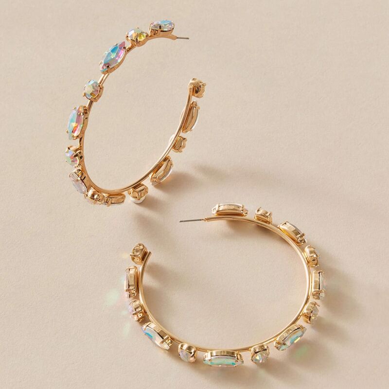 

1pair Rhinestone Engraved Cuff Hoop Earrings, Gold