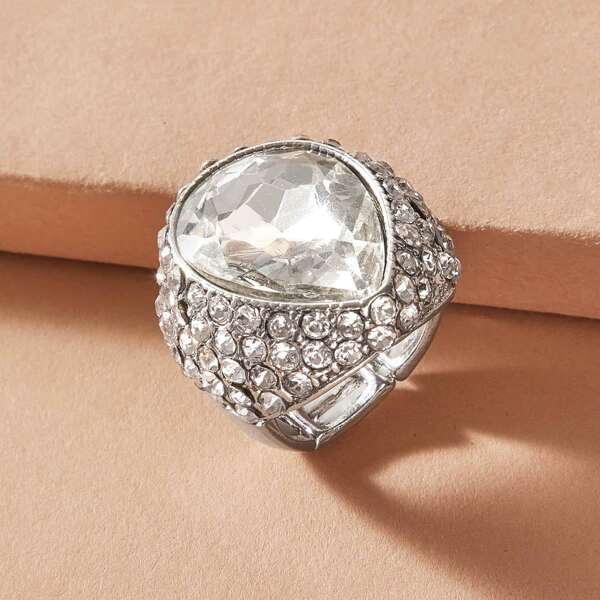 

Кольцо со стразами 1шт, Серебряные