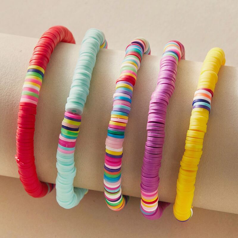 

5pcs Colorful Resin Bracelet, Multicolor