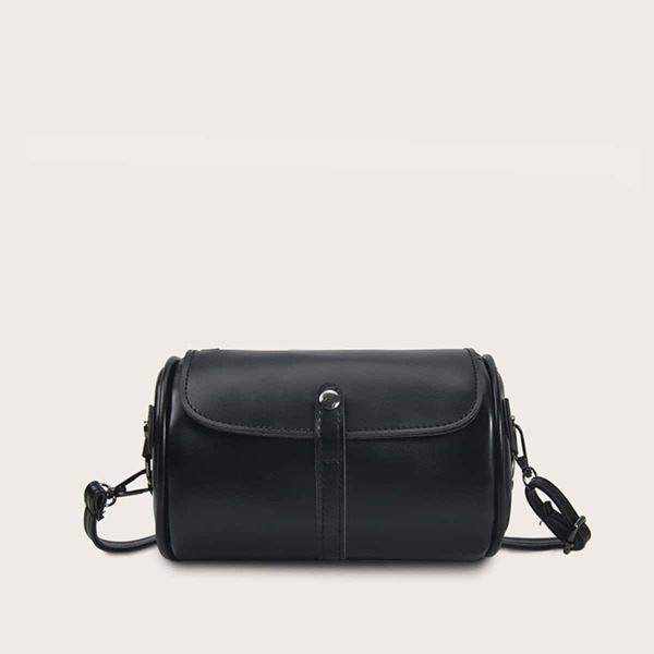 

Solid Flap Crossbody Bag, Black