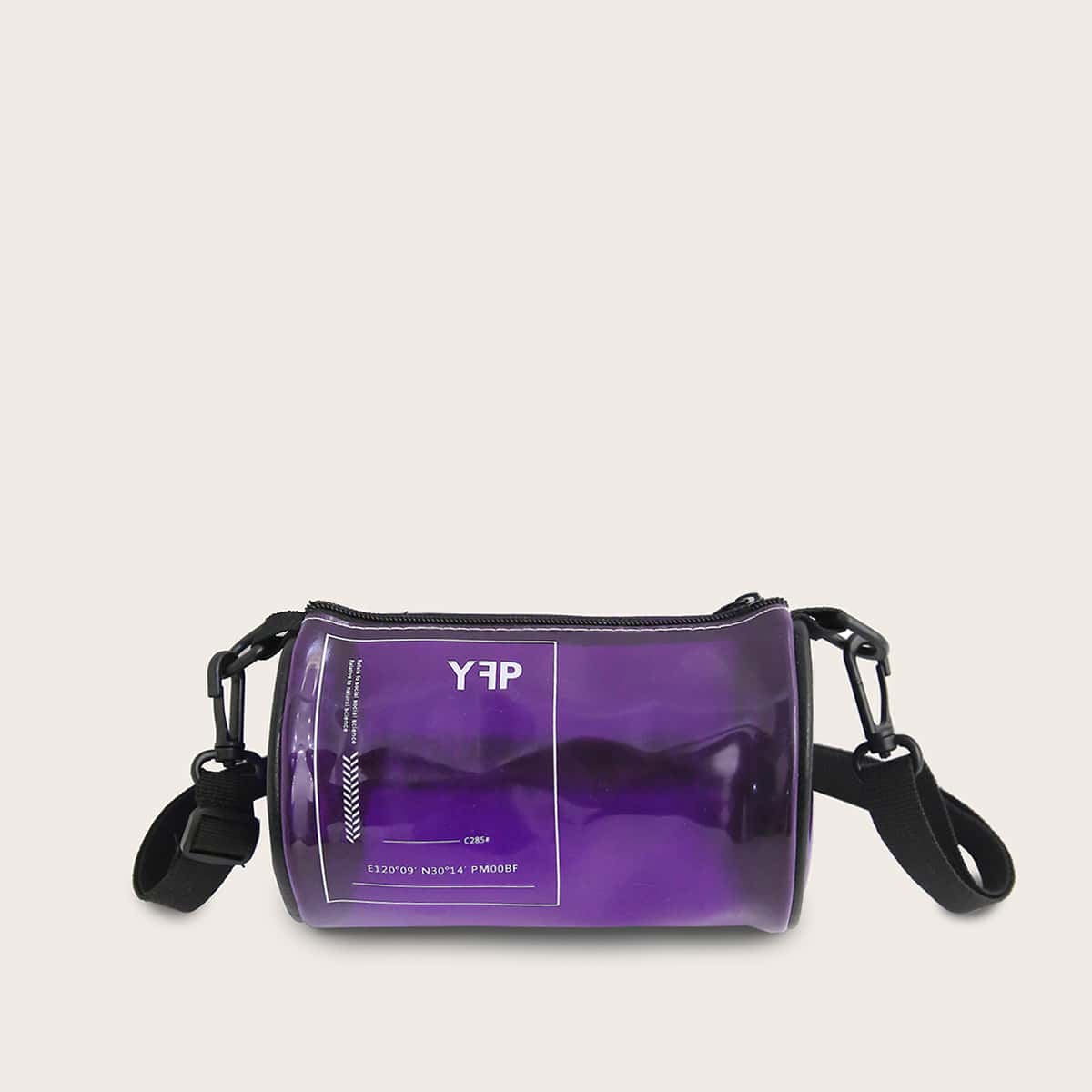 

Letter Graphic Cylinder Crossbody Bag, Purple