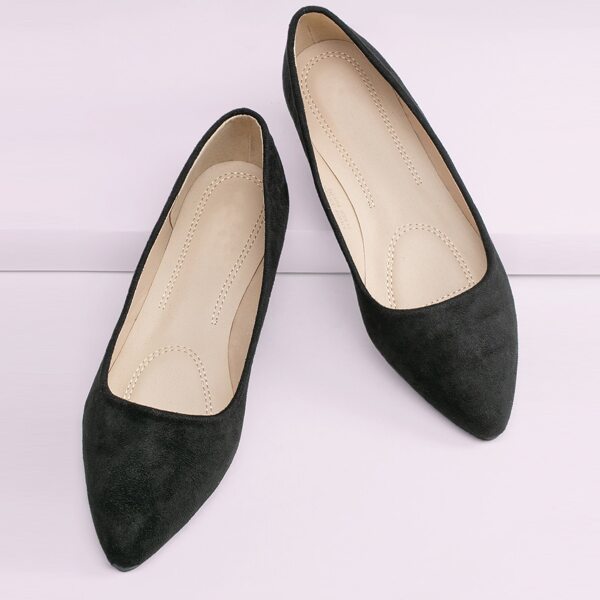 

Pointed Toe Slip On Ballet Flats, Black