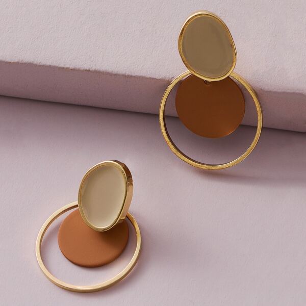 

1pair Color Block Drop Earrings, Multicolor