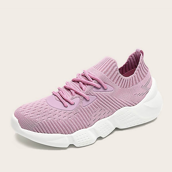 

Lace-up Wide Fit Knit Sneakers, Pink