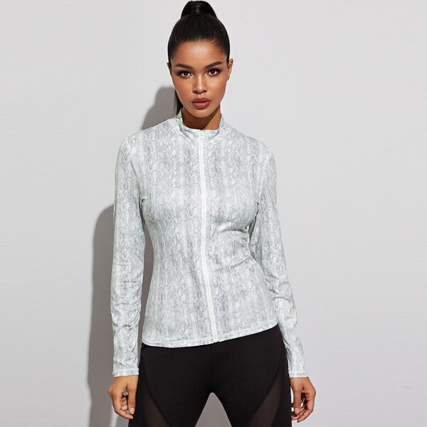 

Спортивная куртка с молнией и змеиным принтом, Многоцветный