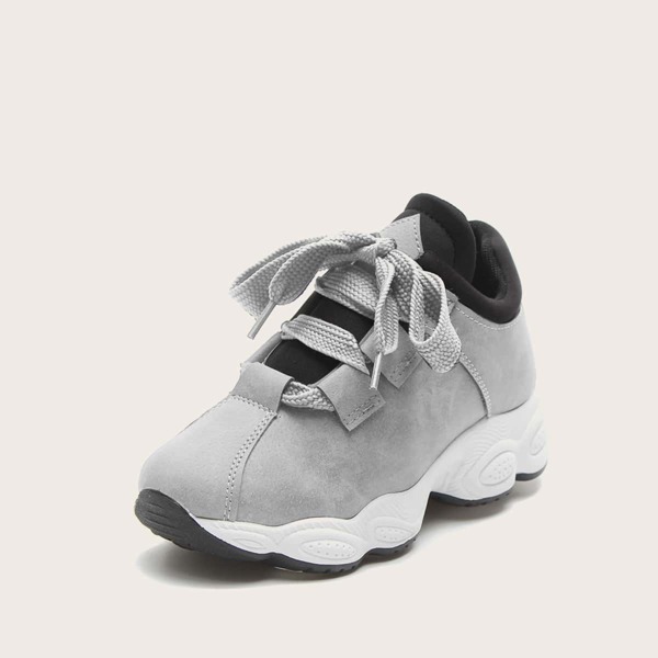 

Lace-up Front Chunky Sneakers, Grey