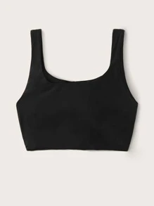 Knot Front Bikini Top, For Summer Beach Vacation - Black - View 2