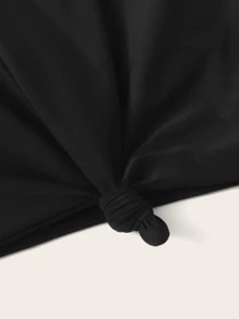 Knot Front Bikini Top, For Summer Beach Vacation - Black - View 4