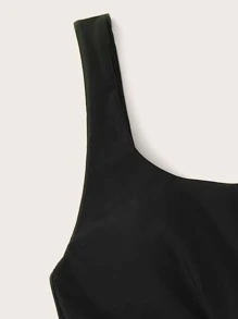 Knot Front Bikini Top, For Summer Beach Vacation - Black - View 5