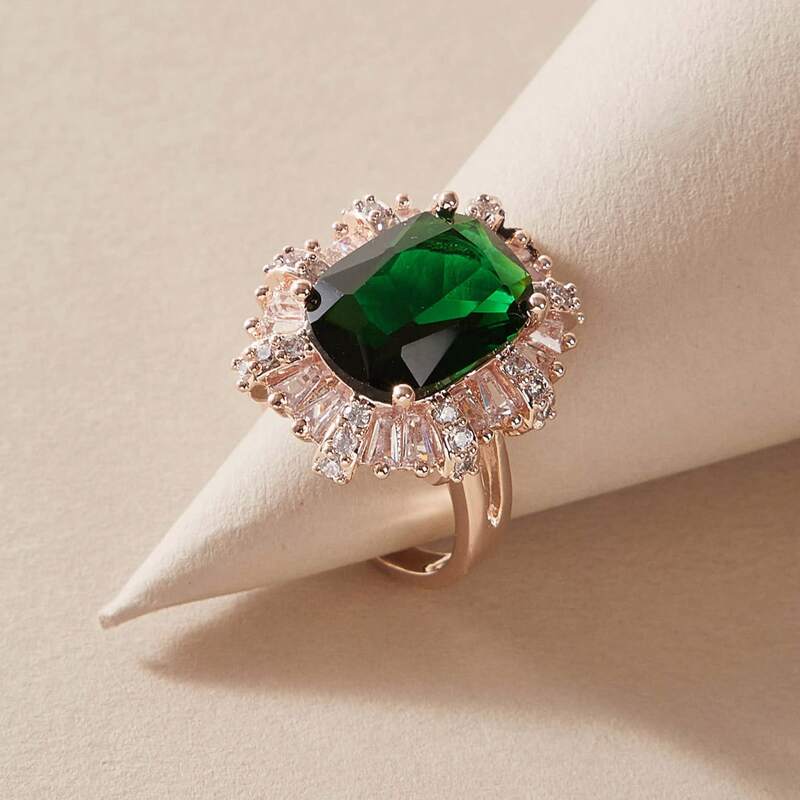 

1pc Gemstone Decor Ring, Multicolor