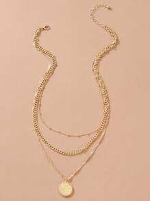 1 pieza collar multicapa con colgante redondo con diseño de tres capas