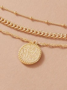 1 pieza collar multicapa con colgante redondo con diseño de tres capas