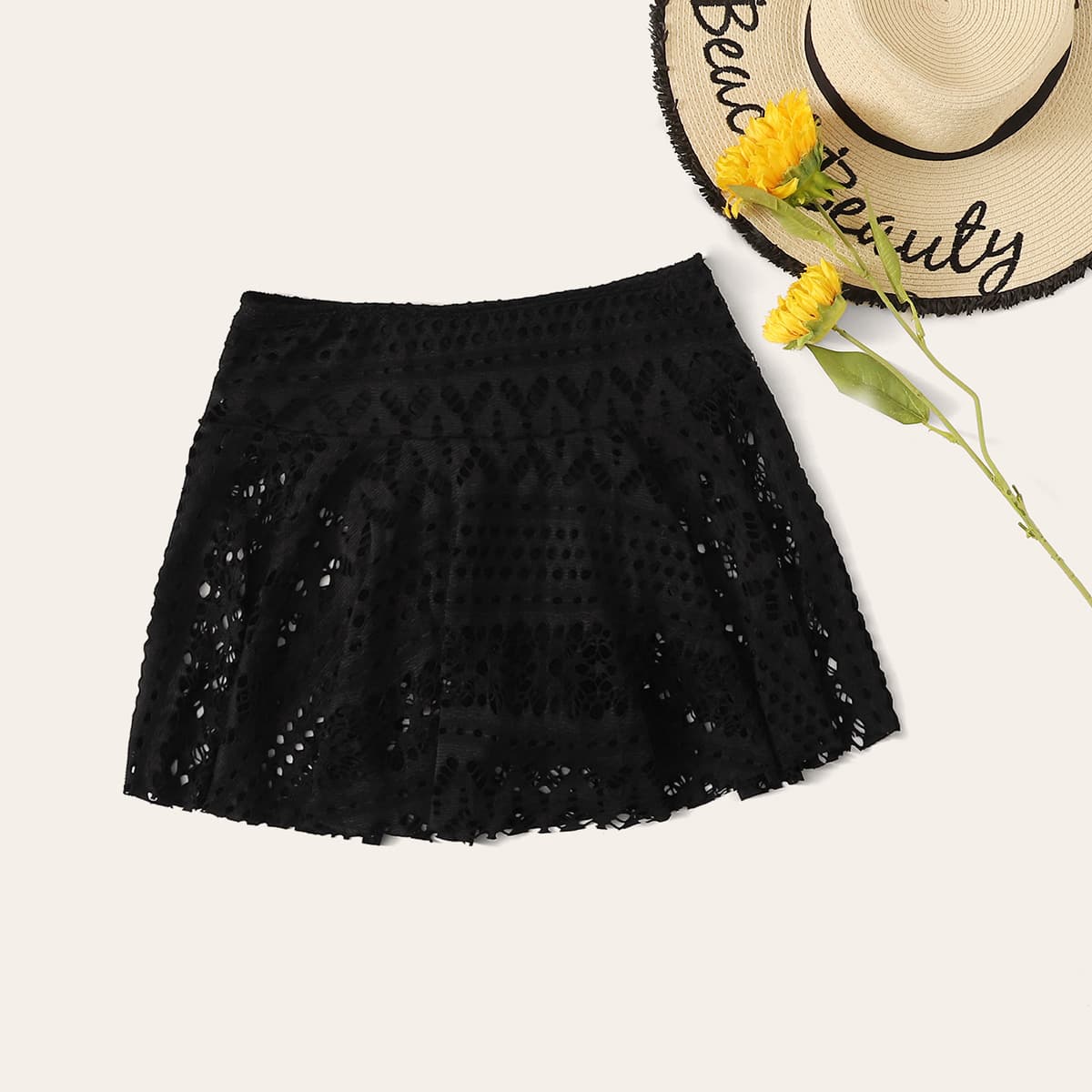 

Hollow Out Bikini Skort, Black