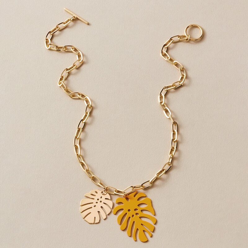 

1pc Palm Pendant Chain Necklace, Gold