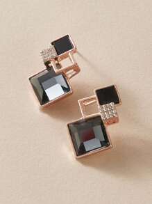 Andkiss 1pair Gemstone Decor Geometric Earrings