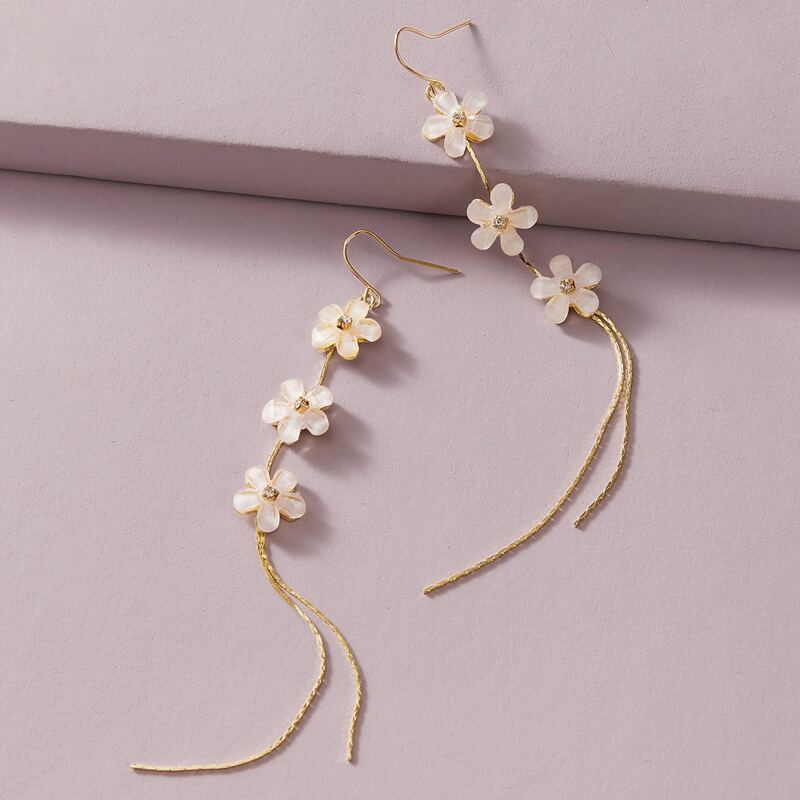 

1pair Flower Drop Earrings, Multicolor