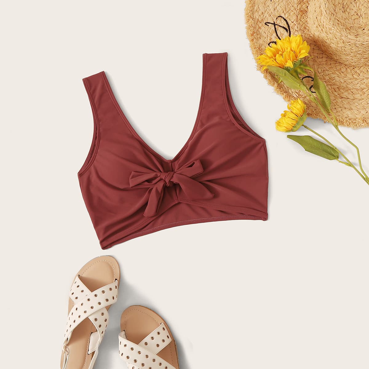 

Tie Front Bikini Top, Burgundy