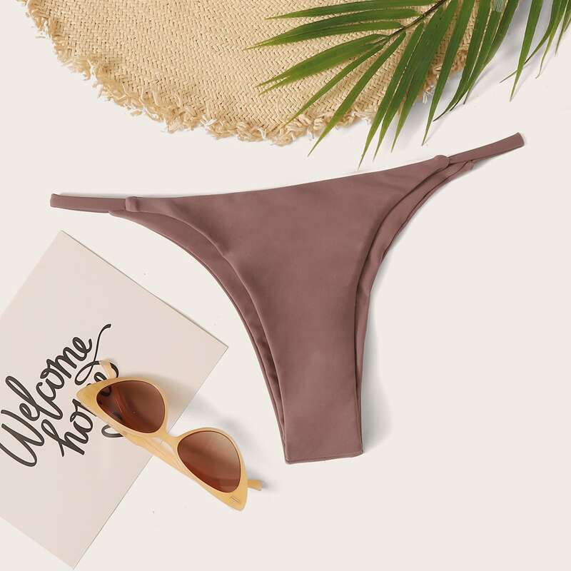 

Solid Bikini Tanga, Brown