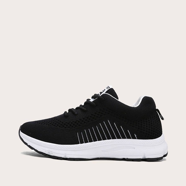 

Striped Detail Knit Sneakers, Black