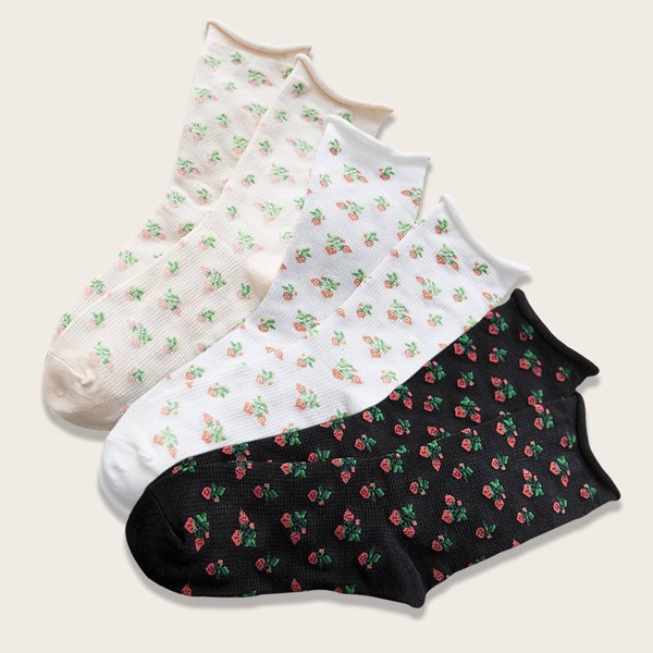 

Носки с цветочным узором для девочек 5 пар, Многоцветный