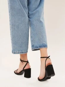 SHUZIA Giày cao gót đế vuông hở mũi thiết kế thoải mái, hợp thời trang cho nữ ngày lễ tình nhân năm mới - màu đen - Xem 4