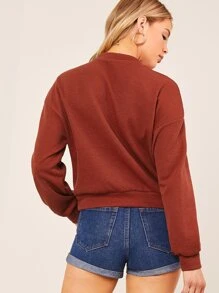 SHEIN Essnce Pullover tejido waffle de cuello alto - Burdeos - Ver 2