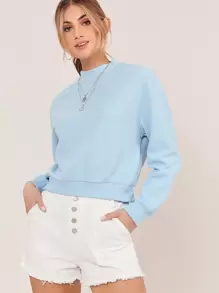 SHEIN Essnce Mock Neck Waffle Knit Pullover,Long Sleeve Tops In Fall/Winter