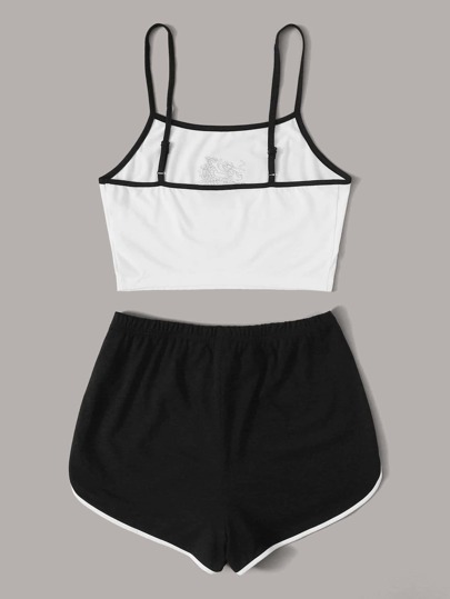 Preto e Branco Cordão Animal Desportivo Roupa de 2pçs