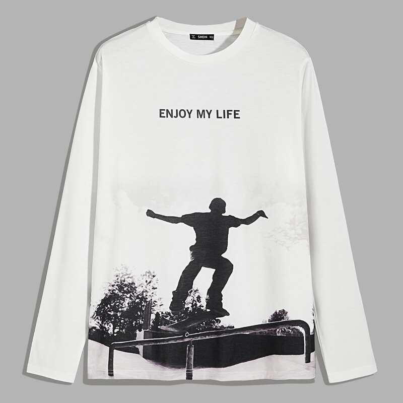 

Guys Figure & Slogan Graphic Tee, White