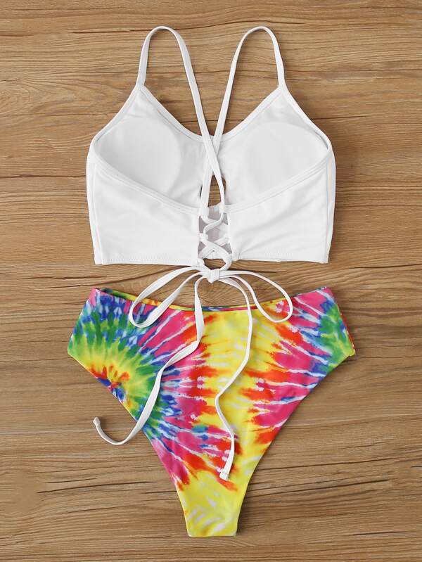 tie dye high waisted bikini swimsuit
