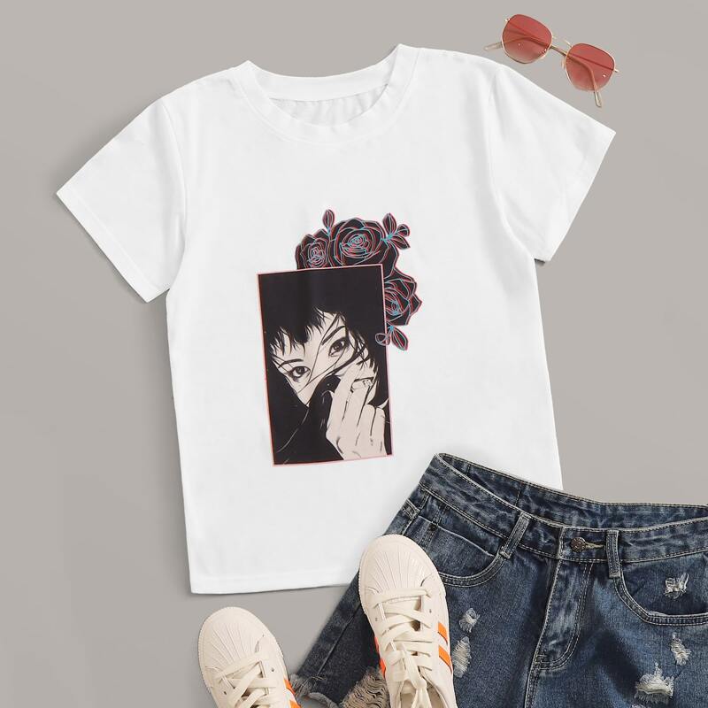 

Figure & Rose Graphic Tee, White