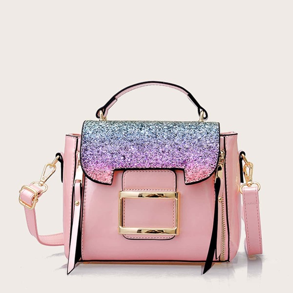 

Ombre Glitter Decor Satchel Bag, Pink