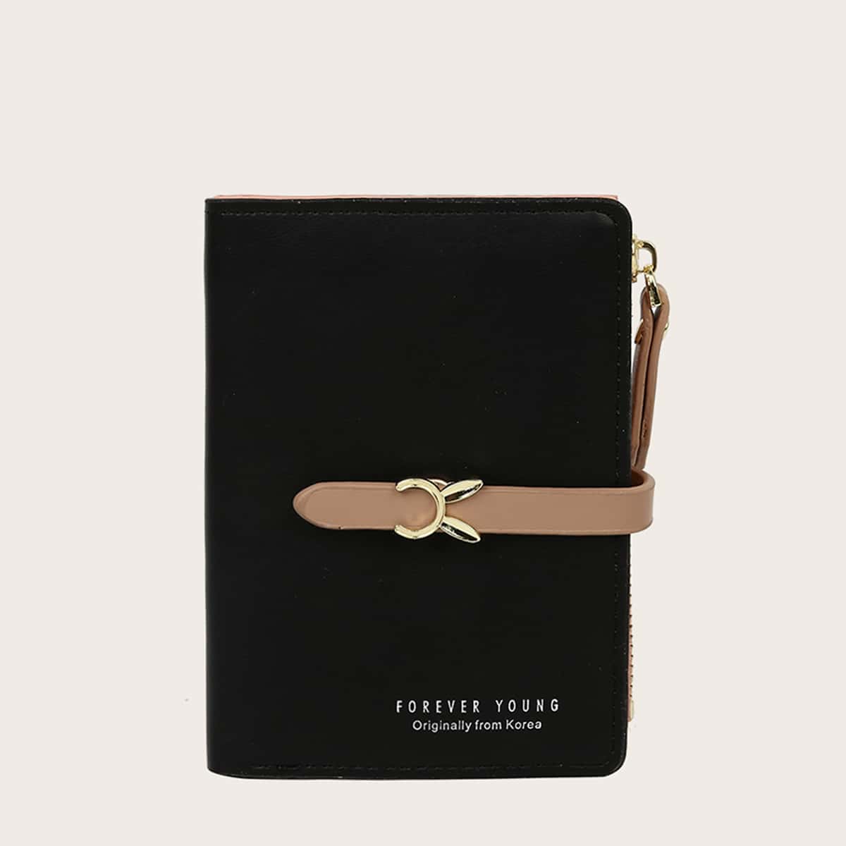 

Letter Graphic Zipper Detail Purse, Black