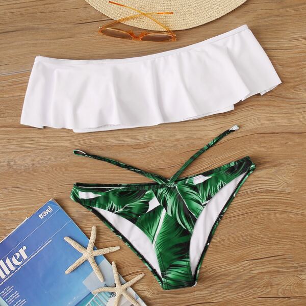 

Tropical Flounce Bikini Swimsuit, Multicolor